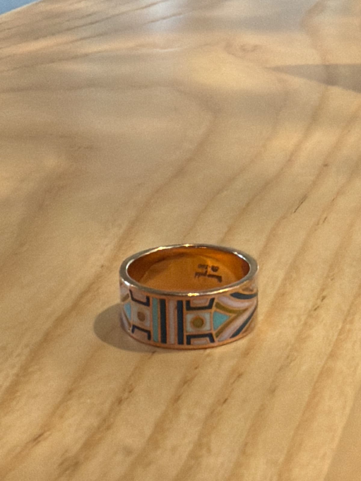 Vibrant Geometric Pattern Ring - Gold Tone thumbnail 2
