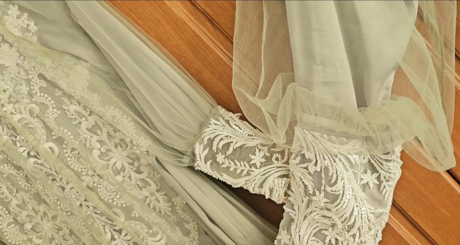 Sage Green Embroidered Tulle Gown — Custom Made Occasion  thumbnail 5