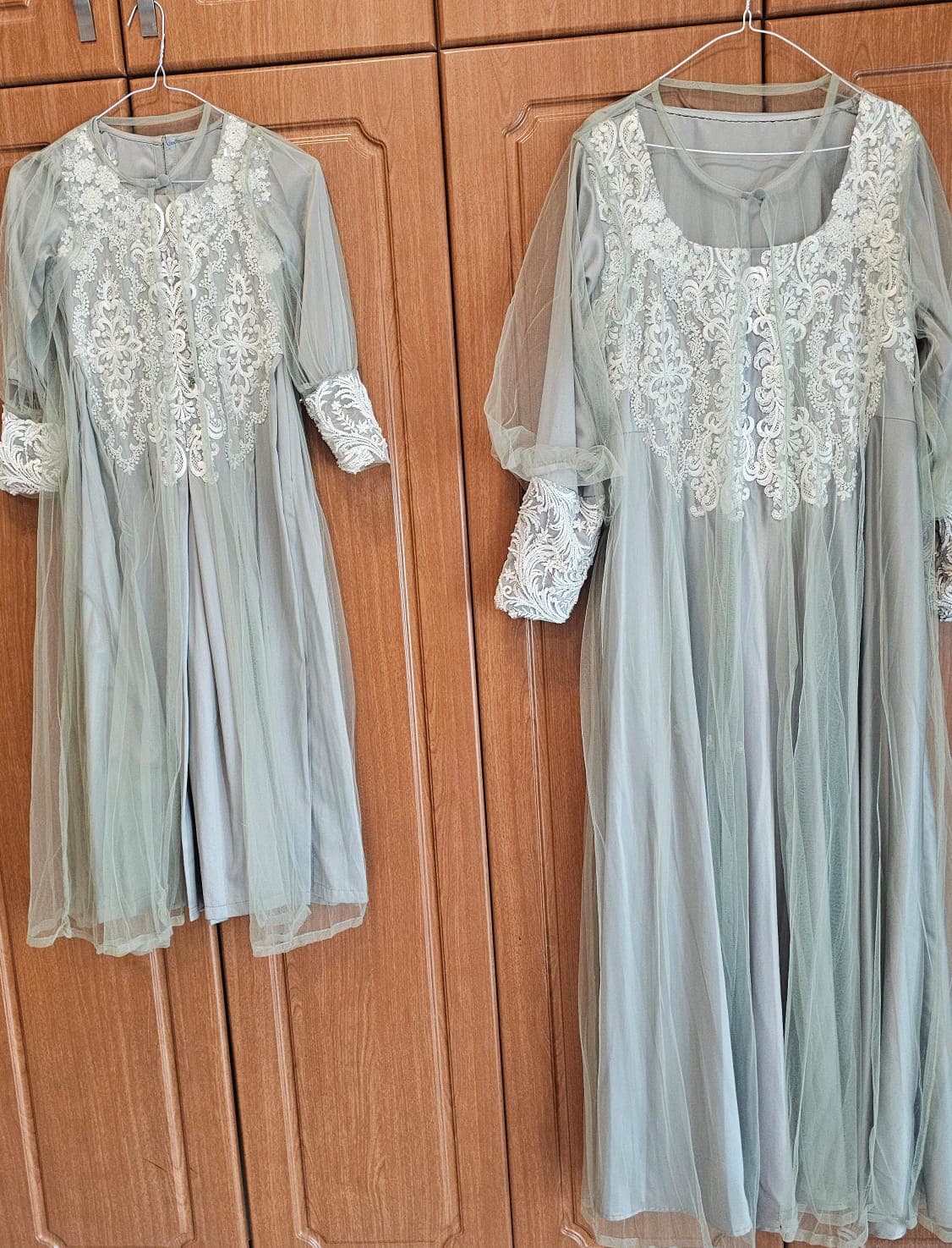 Girls Sage Green Embroidered Tulle Gown — Custom Made Dress thumbnail 2