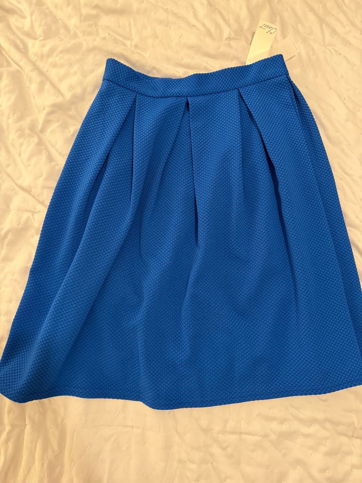 Closet London Cobalt Blue Textured Pleated Midi Skirt – Size 14 – New With Tags thumbnail 3