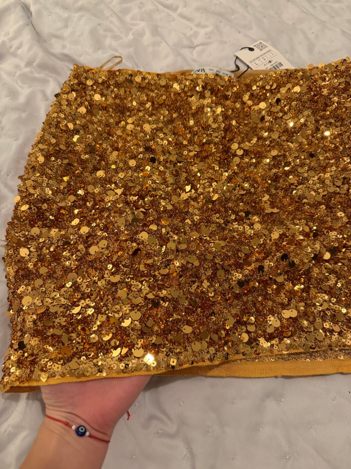ZARA Gold Sequin Embellished Mini Skirt – Size L – BRAND NEW WITH TAGS thumbnail 2