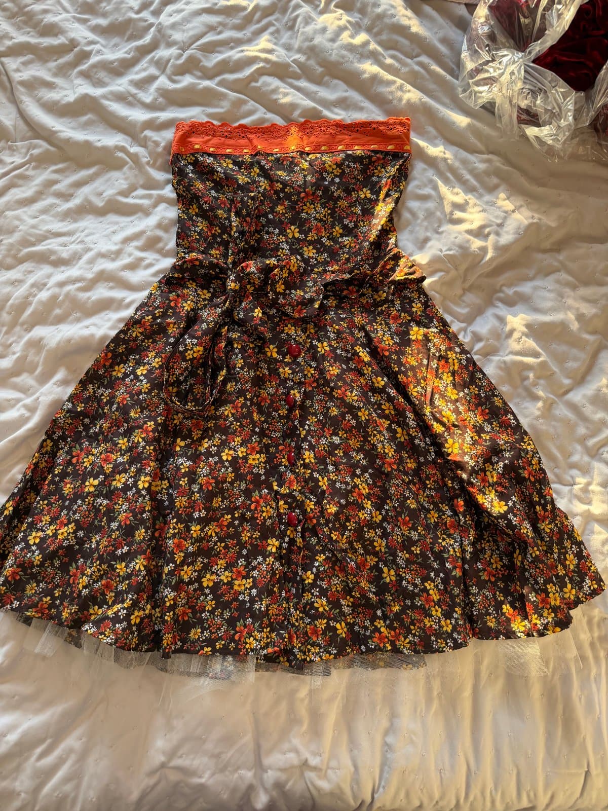 Rinascimento Floral Strapless Tulle Dress – Made in Italy thumbnail 2