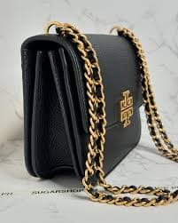 Tory Burch Britten Small Adjustable Shoulder Bag (Black Pebbled Leather) thumbnail 2