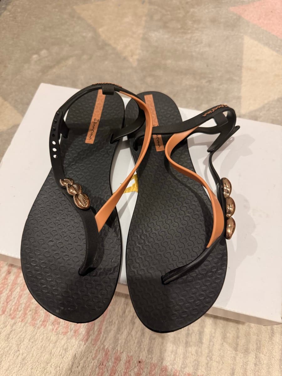 Ipanema Black & Orange Sandals