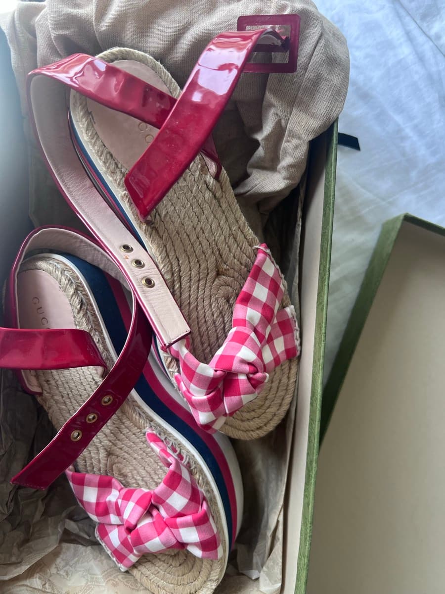 Gucci Gingham Espadrille Wedges thumbnail 5
