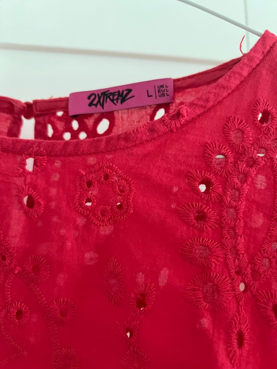 2W2M Red Broderie Anglaise Top thumbnail 2