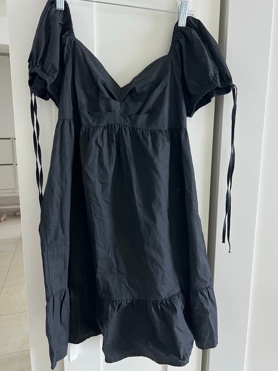Black Puff Sleeve Mini Dress thumbnail 2