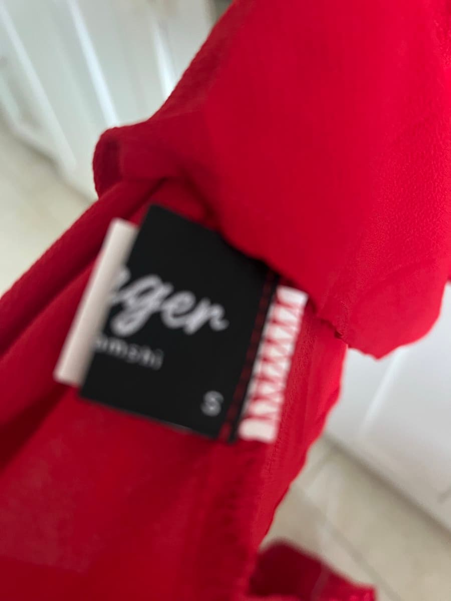 Red V-Neck Mini Dress thumbnail 3