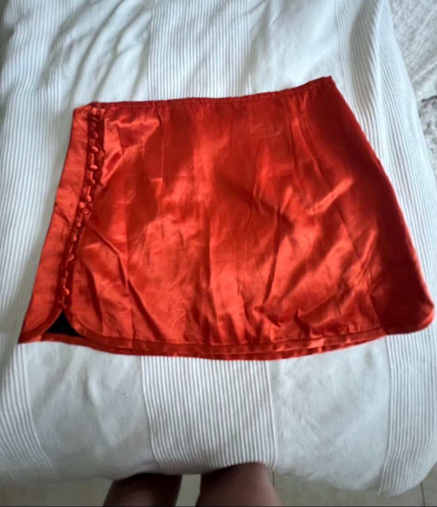 Orange Satin Mini Skirt