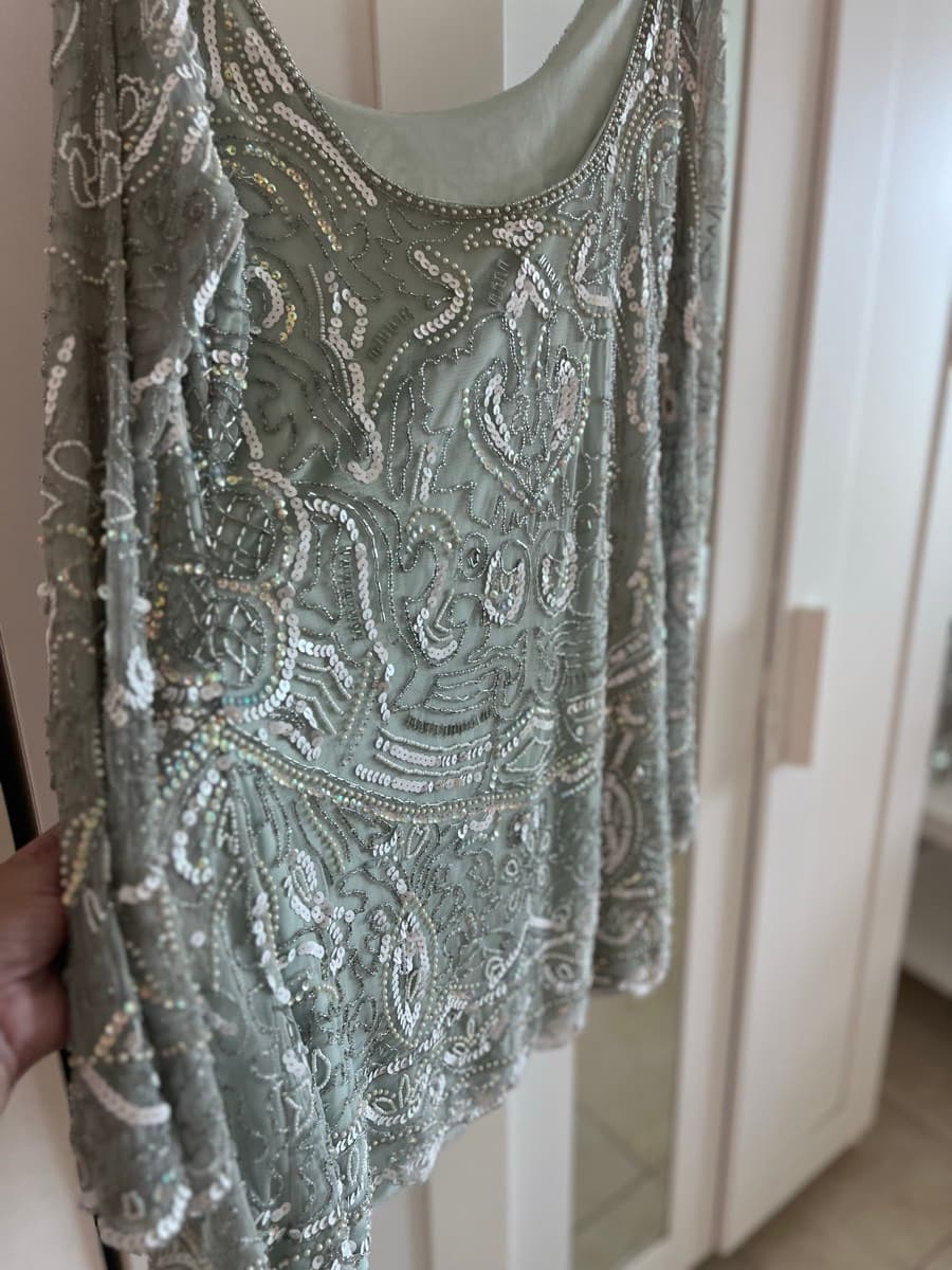 Miss Selfridge Embellished Sage Mini Dress thumbnail 2