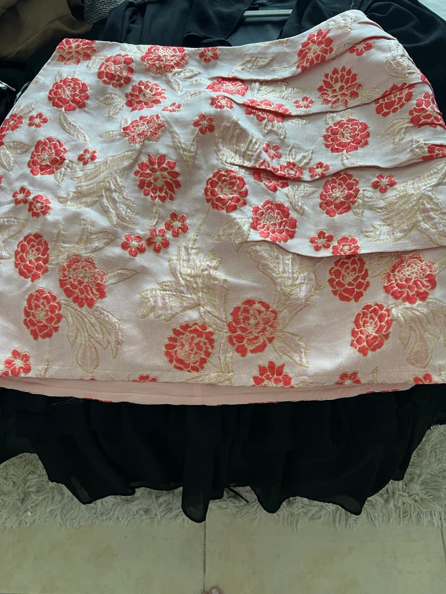 Floral Brocade Mini Skirt