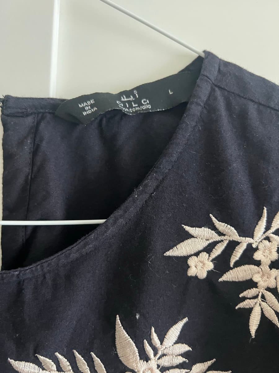 Black Embroidered Ruffle Dress thumbnail 3