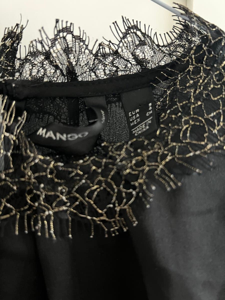 Black Blouse with Lace Trim thumbnail 3