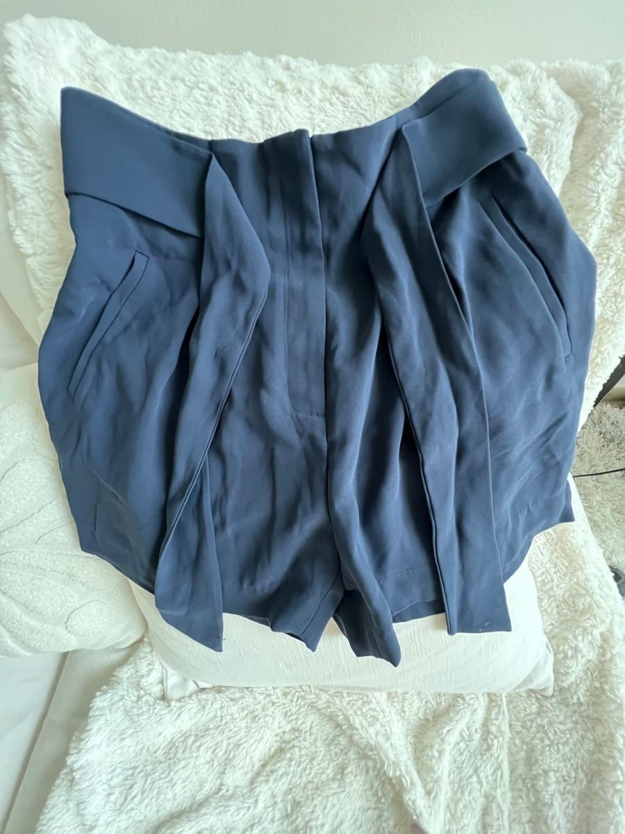 Navy Blue Tie-Waist Shorts