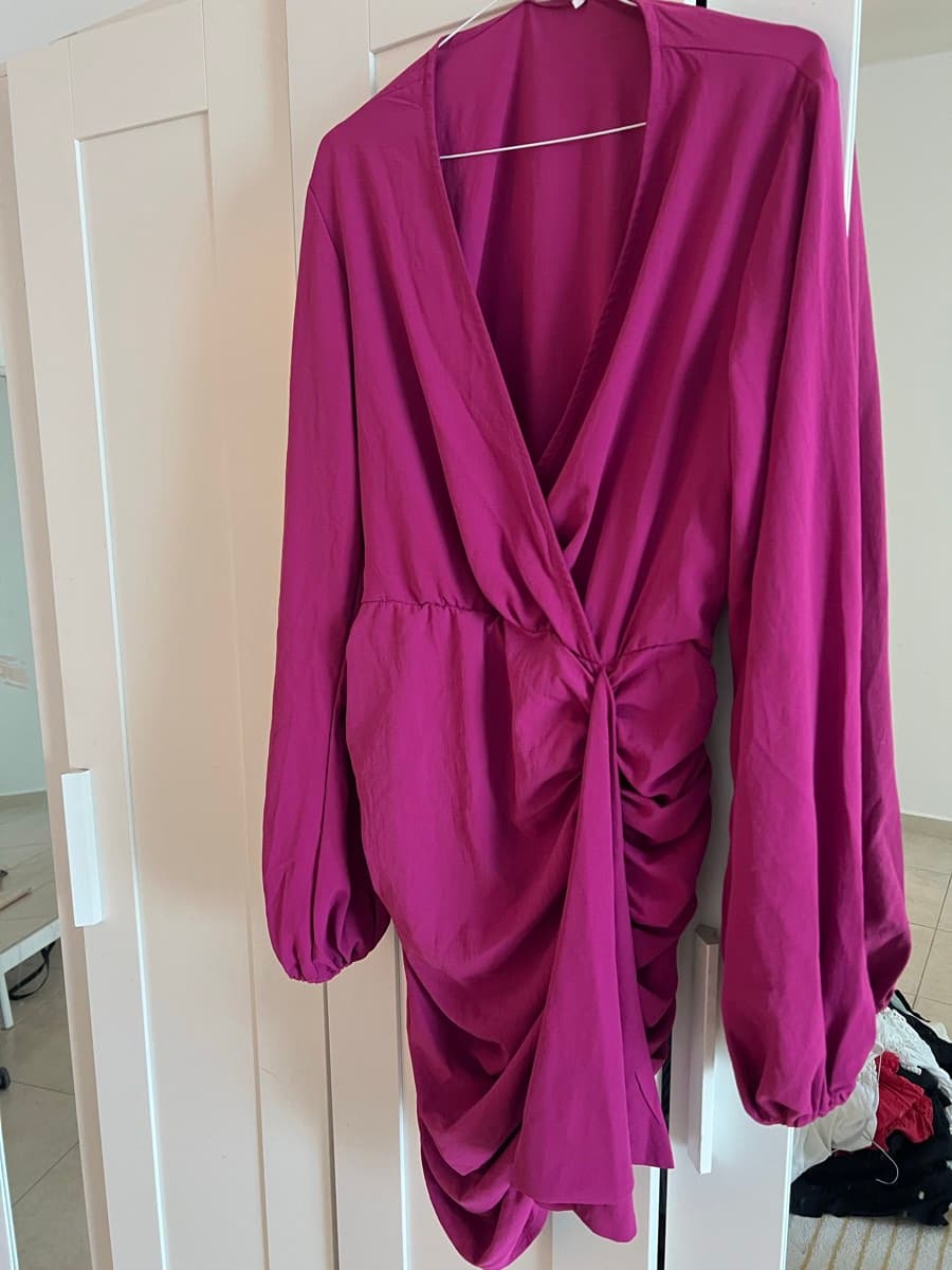 Magenta Ruched Mini Dress thumbnail 2