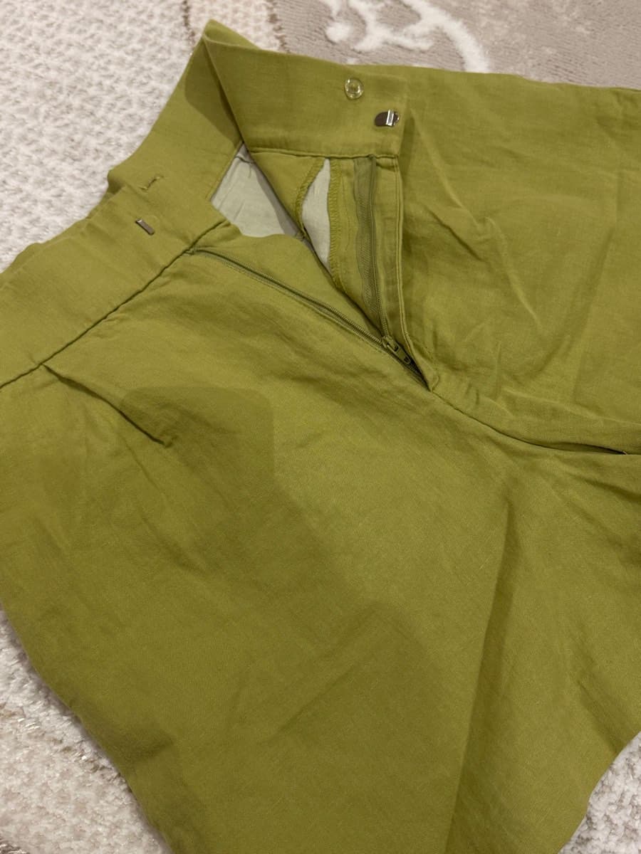 Zara Green Linen Trousers thumbnail 3