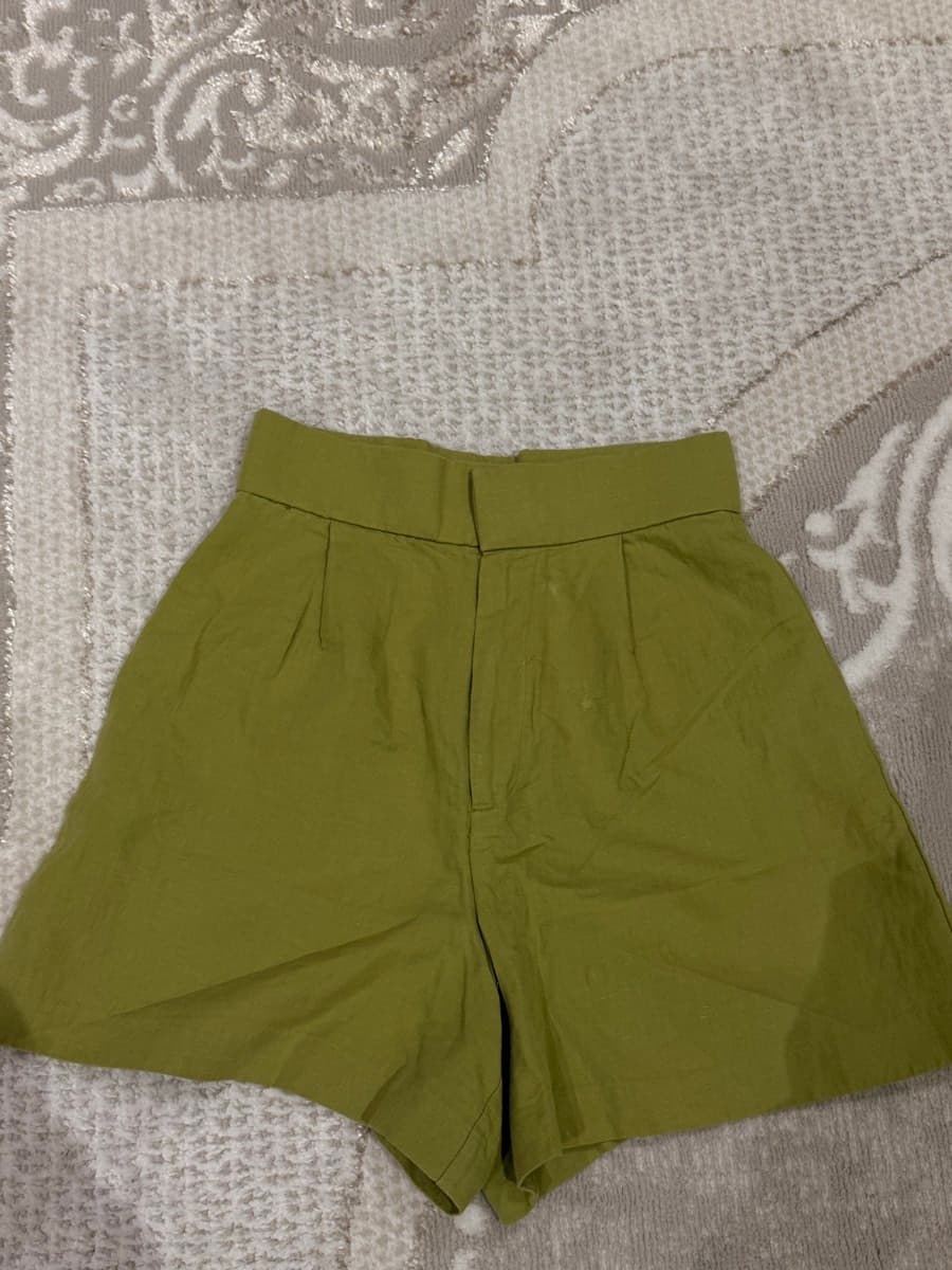 Zara Green Linen Trousers thumbnail 4