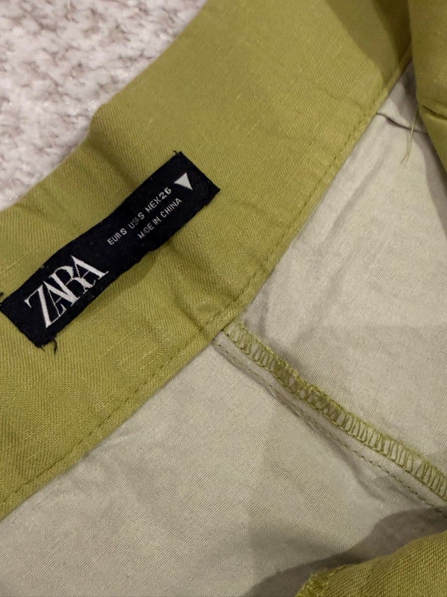 Zara Green Linen Trousers thumbnail 2
