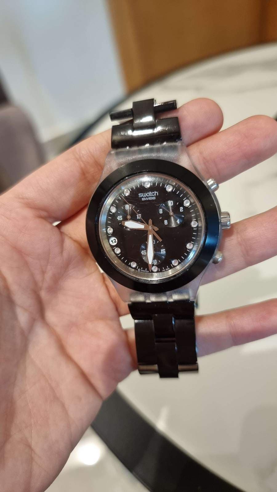 Swatch Black Chronograph Watch