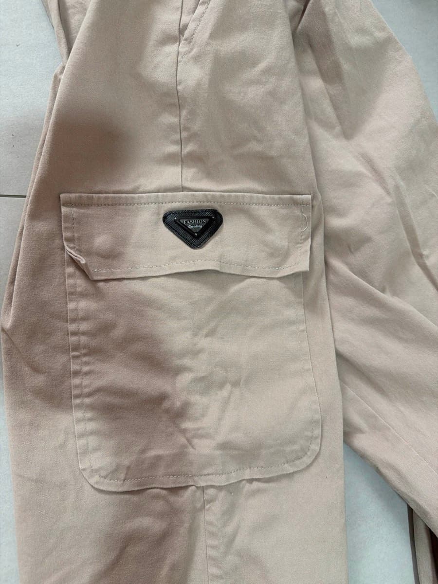 Beige Cargo Trousers cotton thumbnail 3