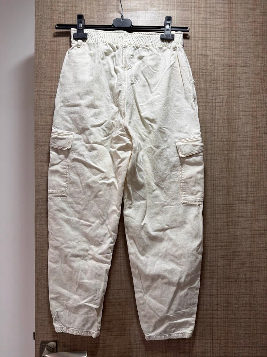 Cream Cargo Trousers cotton thumbnail 2