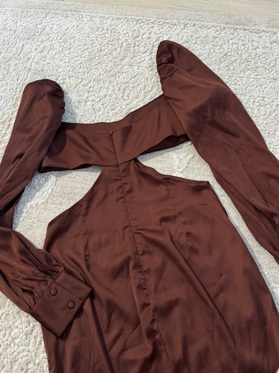 Oh Polly Brown Cut-Out Mini Dress Size UK 10 thumbnail 3