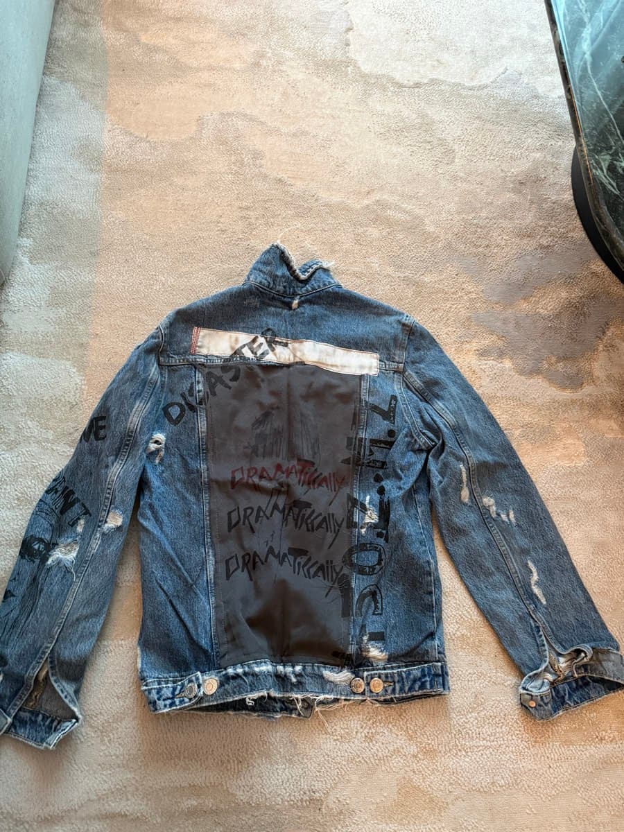 Distressed Graphic Denim Jacket thumbnail 2