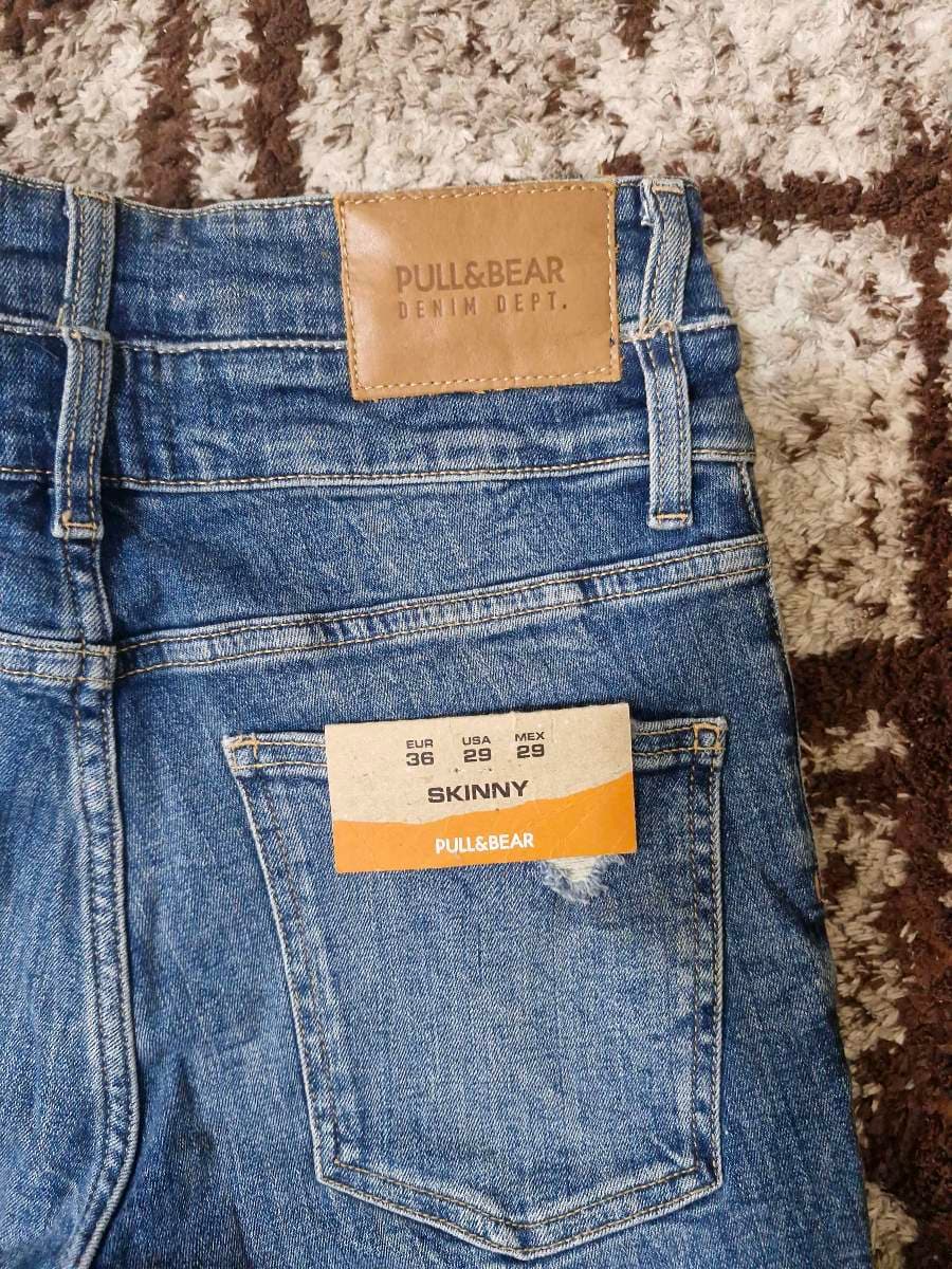 PULL&BEAR Distressed Blue Skinny Jeans thumbnail 6