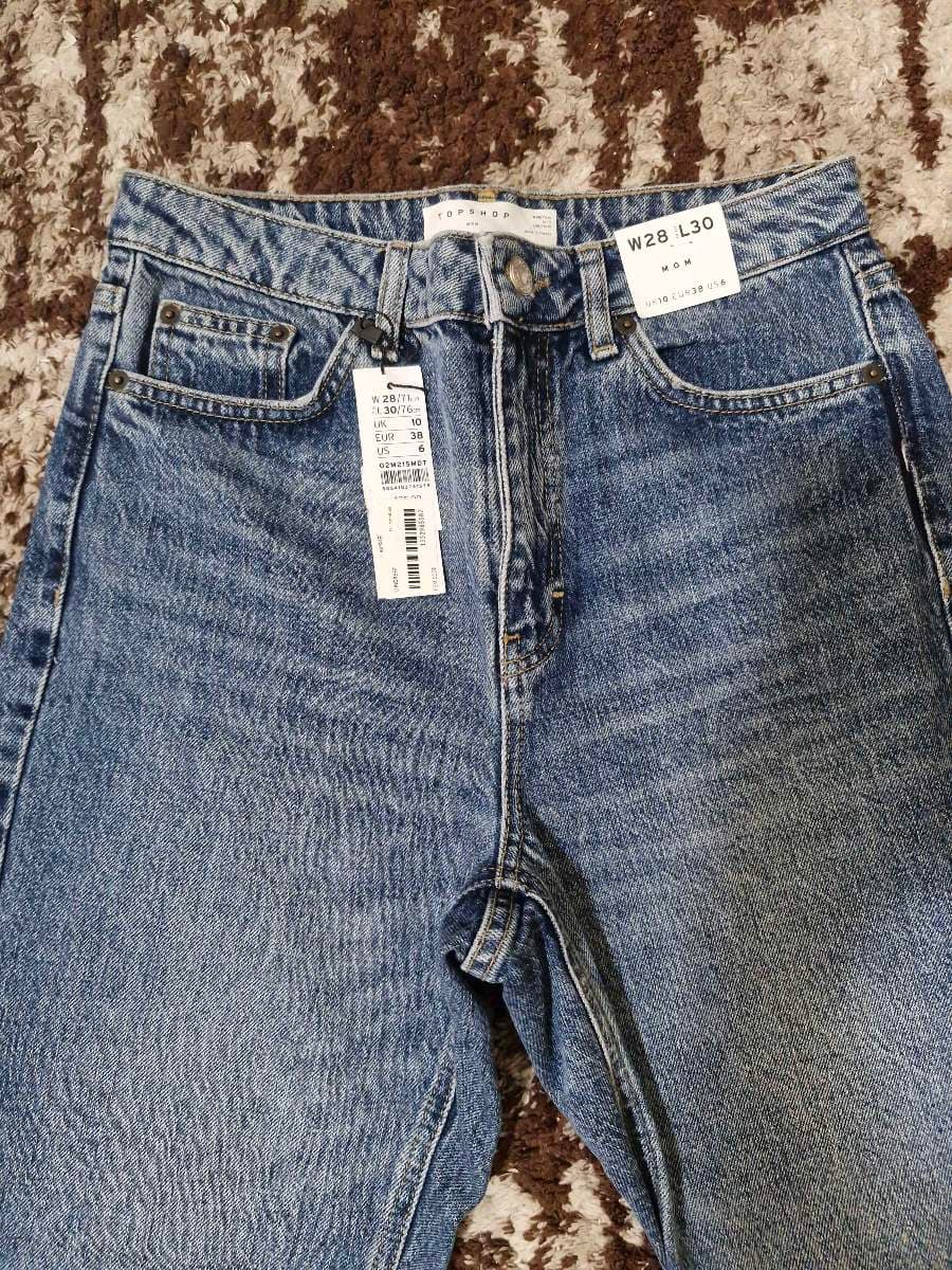 TOPSHOP Mom Blue Distressed Denim Jeans thumbnail 2