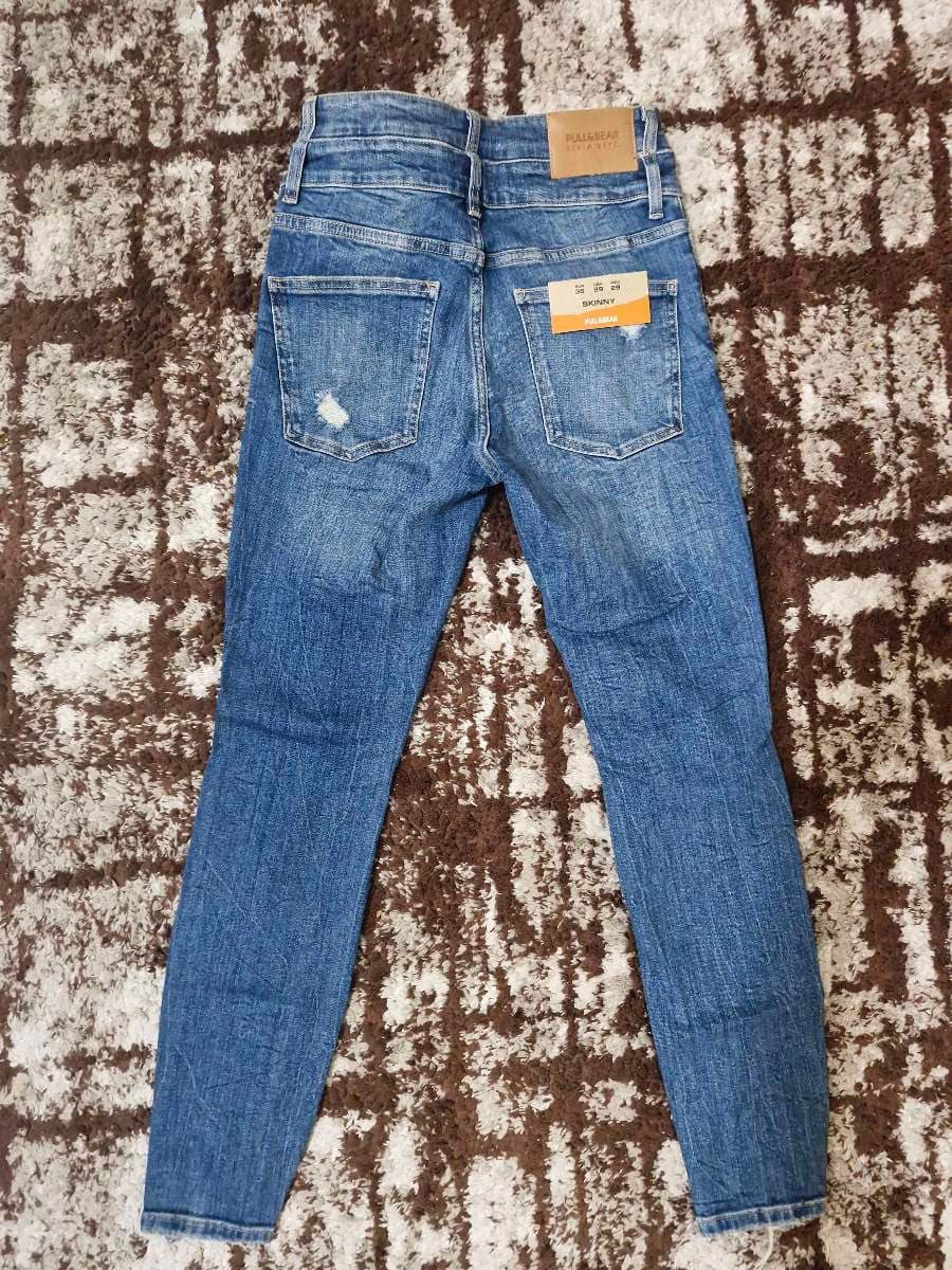 PULL&BEAR Distressed Blue Skinny Jeans thumbnail 4