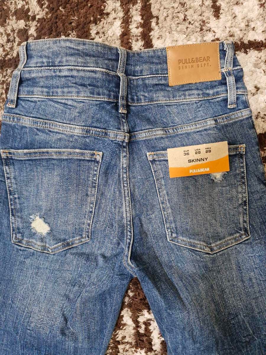 PULL&BEAR Distressed Blue Skinny Jeans thumbnail 5