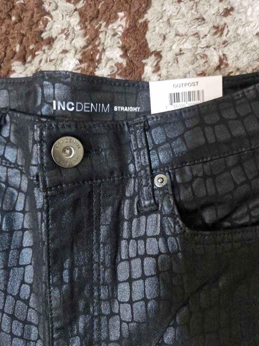 INC DENIM Croc-Embossed Trousers thumbnail 3