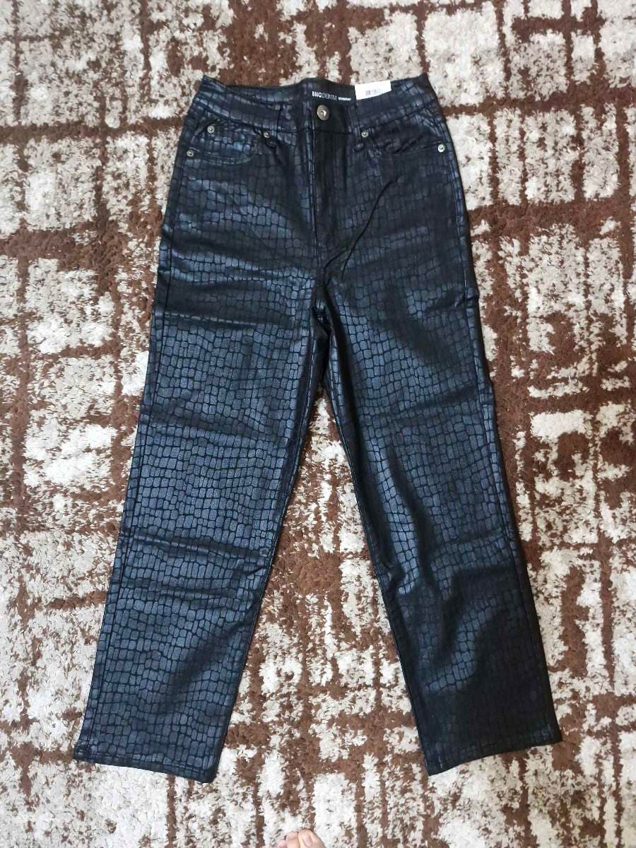 INC DENIM Croc-Embossed Trousers