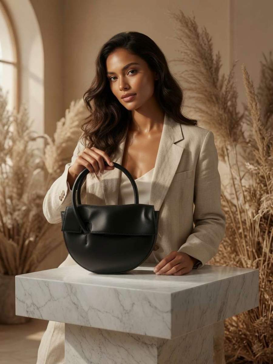 Black Leather Top Handle Bag thumbnail 3