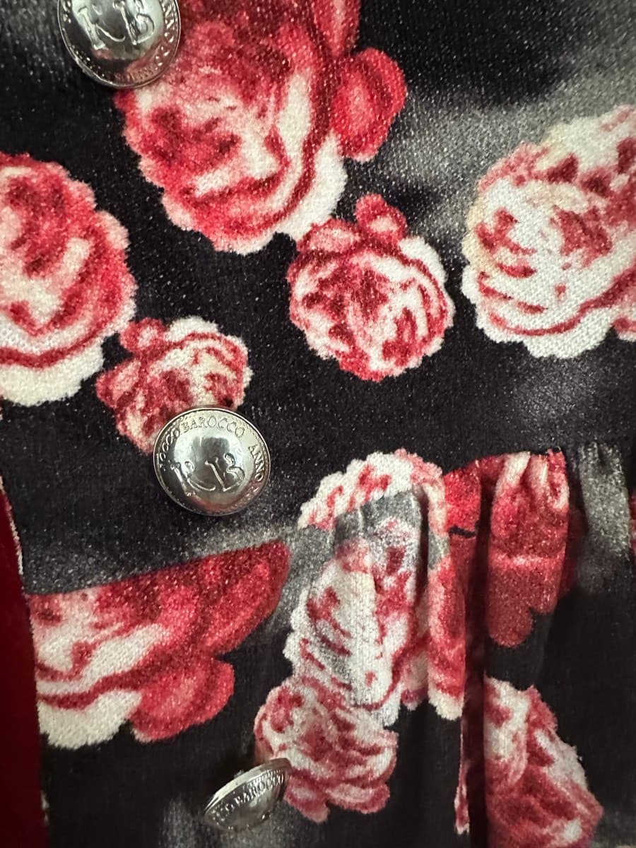 Roccobarocco Kids Floral Coat – Made in Italy – Fur Collar – Girls Age 6 thumbnail 3