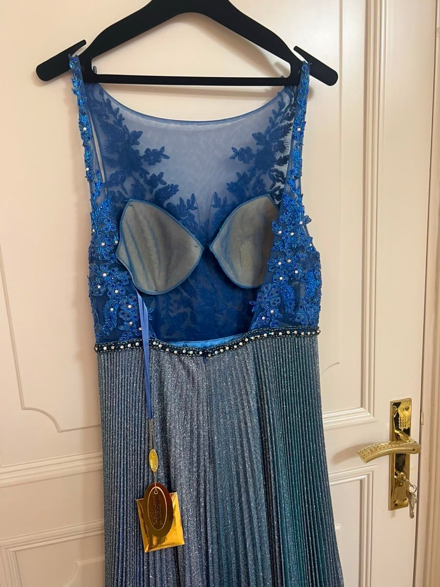Impero Couture Evening Gown – Blue Embellished Maxi Dress – New with Tags thumbnail 5