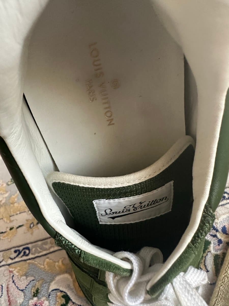 Louis Vuitton Green Suede Sneakers thumbnail 5