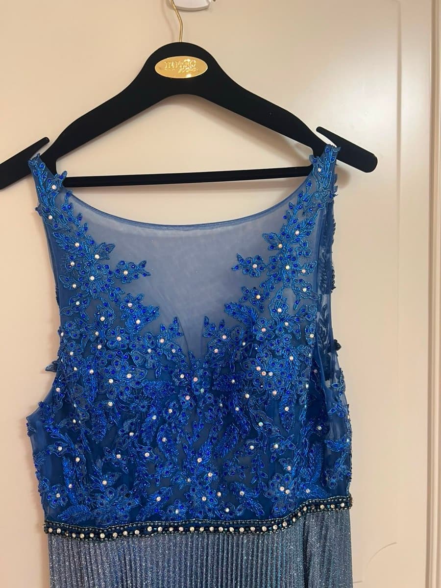 Impero Couture Evening Gown – Blue Embellished Maxi Dress – New with Tags thumbnail 2