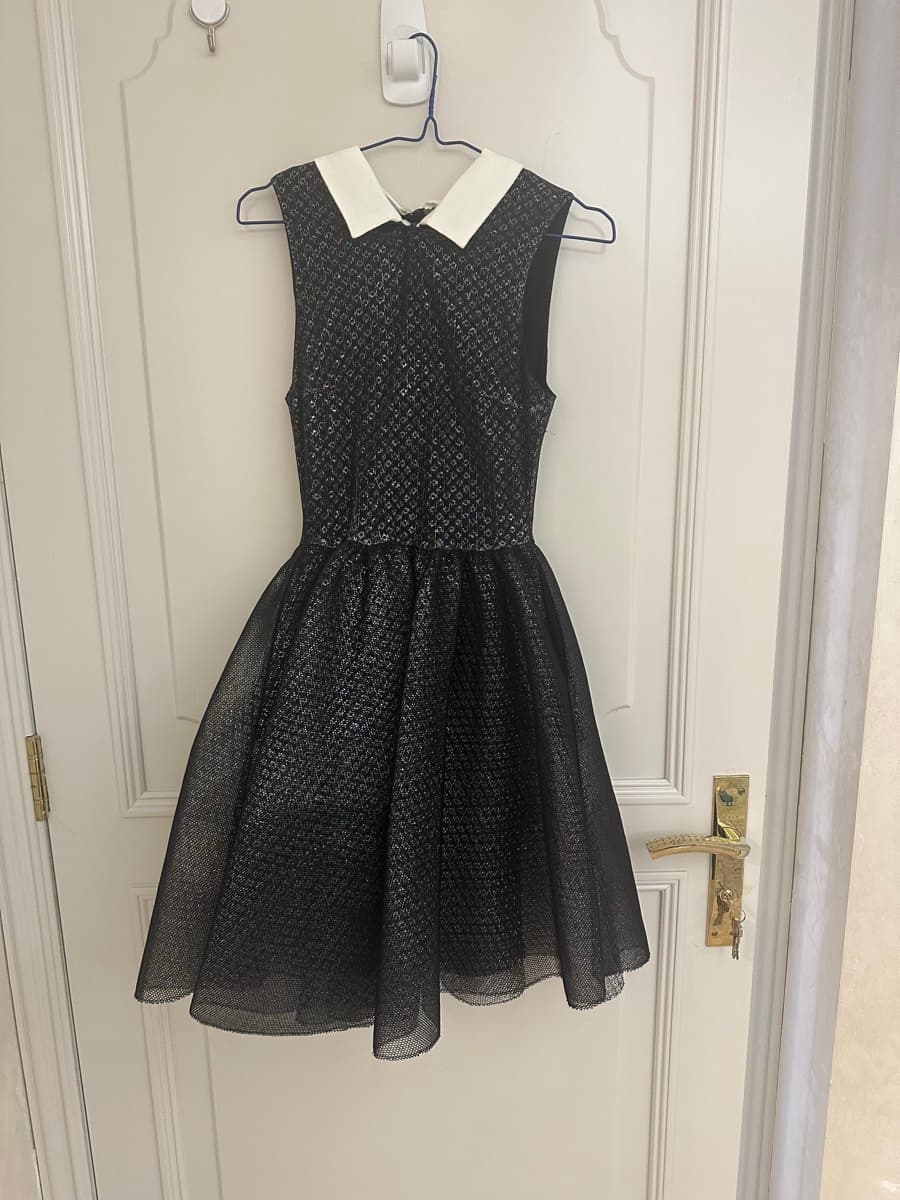 Maje Rider Metallic Tulle & Lurex Collared Dress