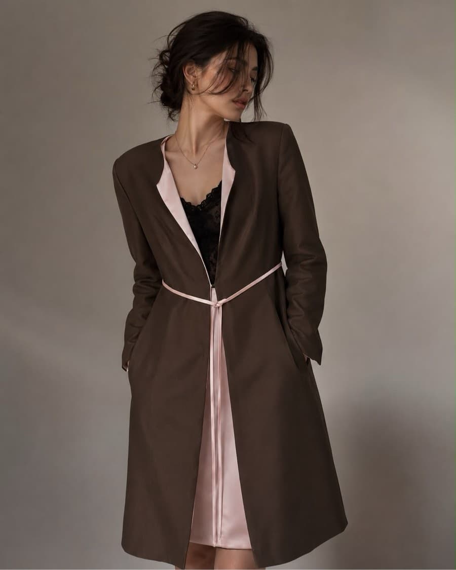 Antonio Riva Milano Brown & Pink Long Jacket thumbnail 5