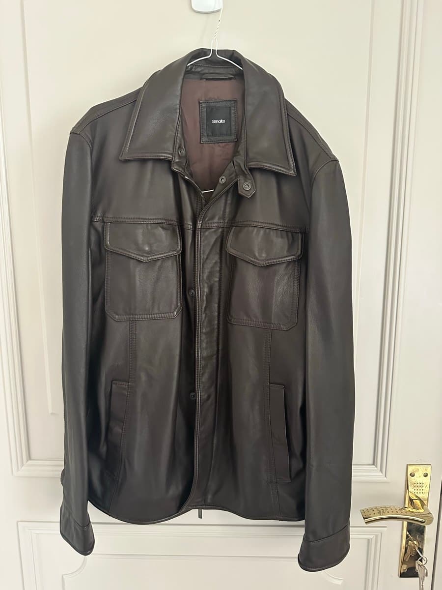 Veste en cuir vintage Francesco Smalto Paris – Marron – Luxury thumbnail 2