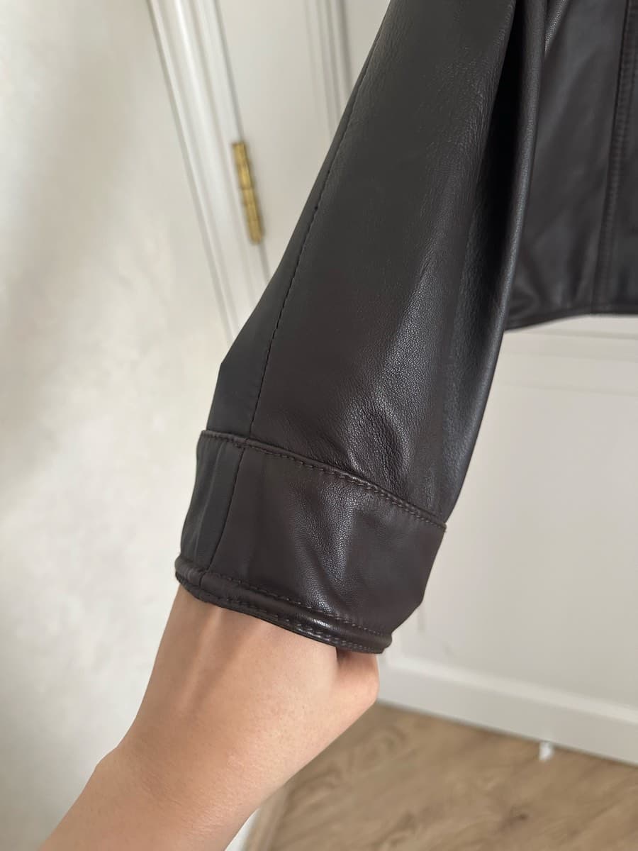 Veste en cuir vintage Francesco Smalto Paris – Marron – Luxury thumbnail 4