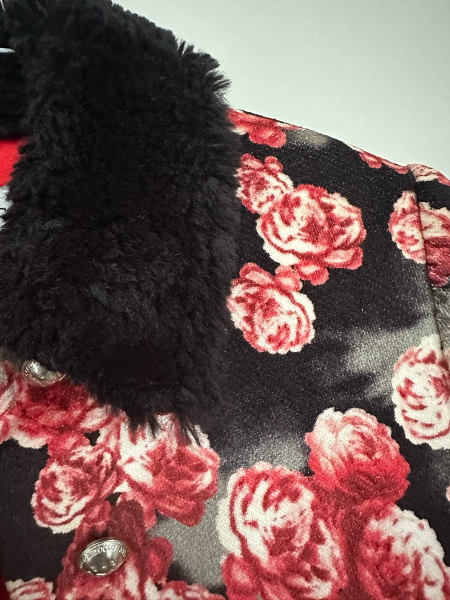 Roccobarocco Kids Floral Coat – Made in Italy – Fur Collar – Girls Age 6 thumbnail 4