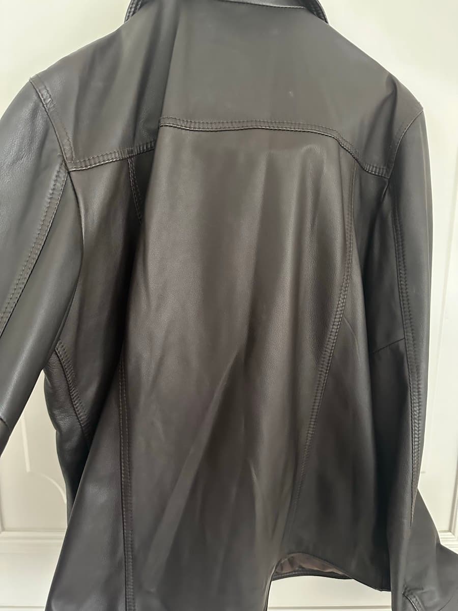 Veste en cuir vintage Francesco Smalto Paris – Marron – Luxury thumbnail 3
