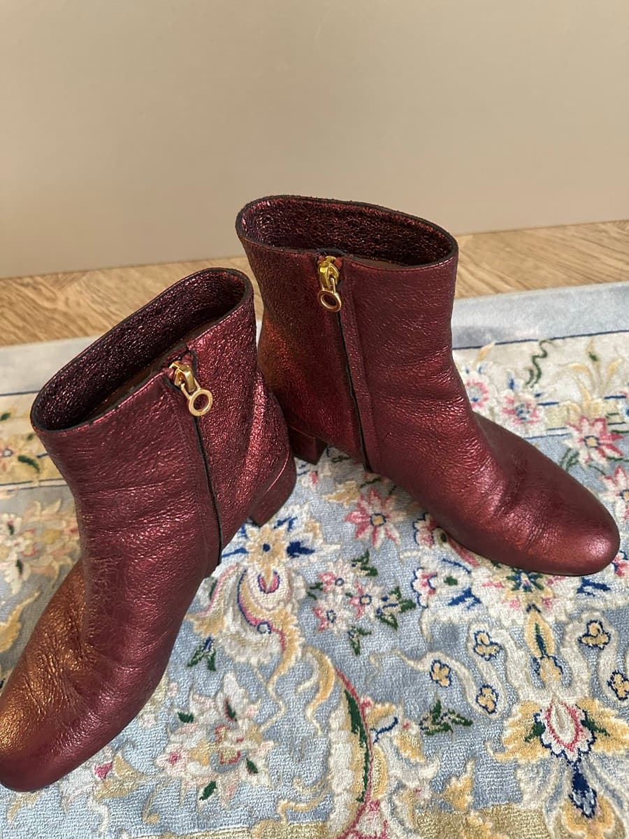 Authentic L’Autre Chose Metallic Leather Ankle Boots EU 37 Made in Italy thumbnail 2