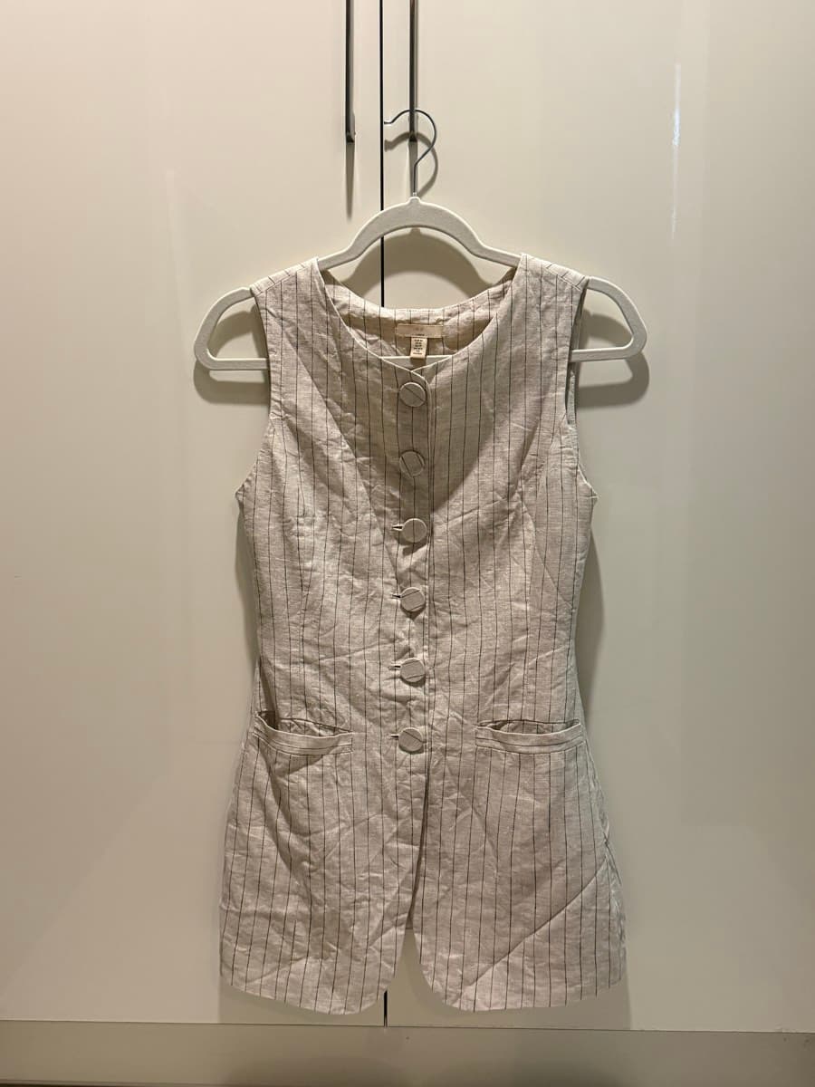 H&M Pinstripe Sleeveless Vest & Pencil Skirt thumbnail 2