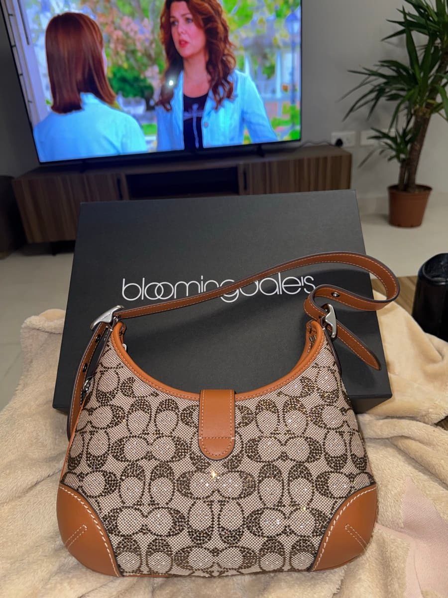 Hamptons Hobo Bag In Crystal Signature Jacquard thumbnail 2