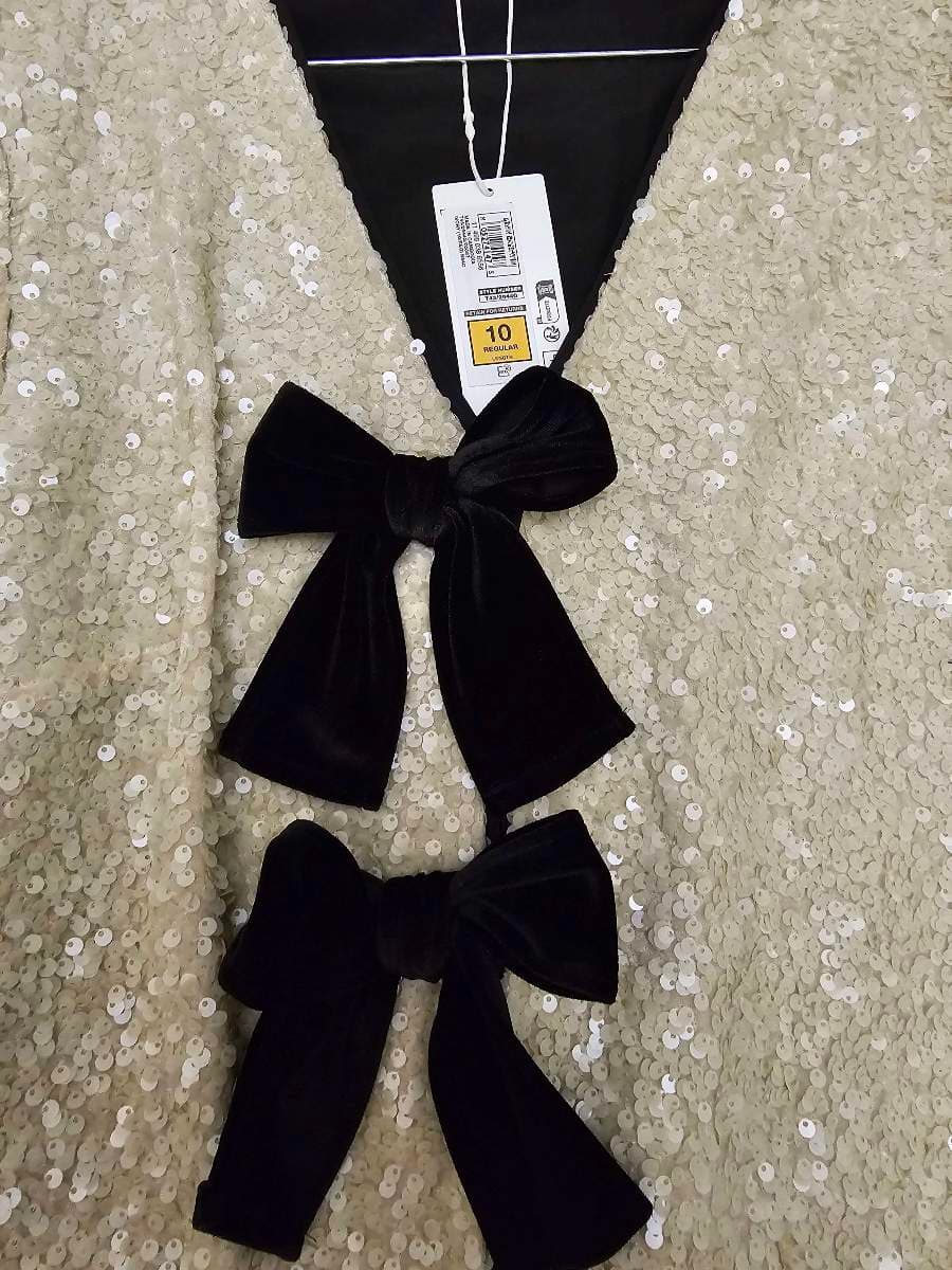 Sequin Cardigan with Velvet Bows thumbnail 3