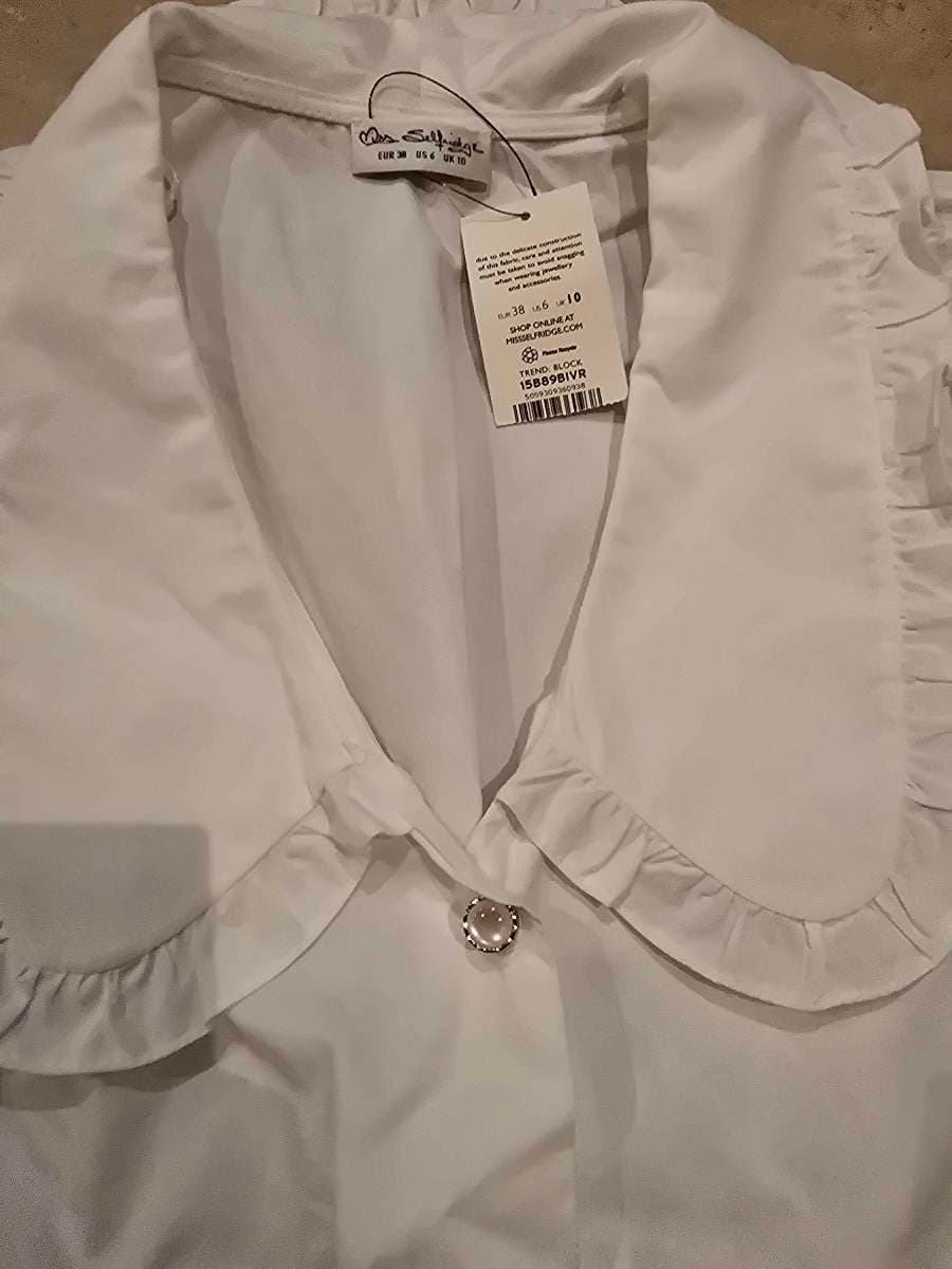 White Ruffled Peplum Blouse thumbnail 2
