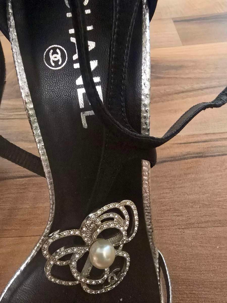 Chanel Embellished Ankle-Strap Heels thumbnail 3